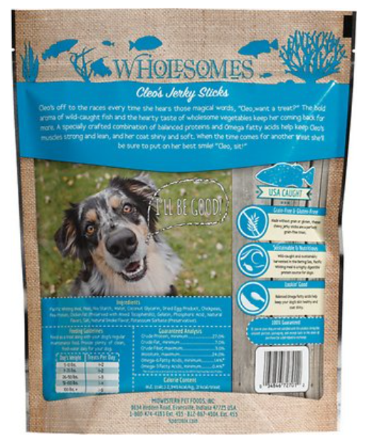 Wholesomes Cleo's Jerky Sticks Dog Treats 25 oz