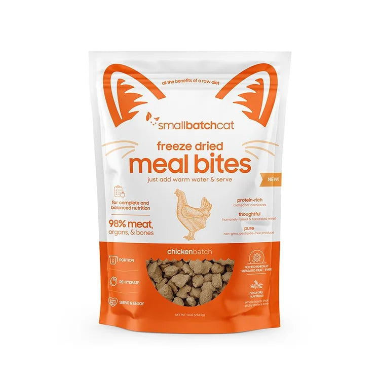 Smallbatch Pet Food Freeze Dried Meal Bites Chickenbatch for Cats 10 oz
