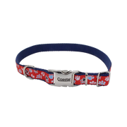 Coastal Pet Products Ribbon Adjustable Dog Collar with Metal Buckle- Red with Paws