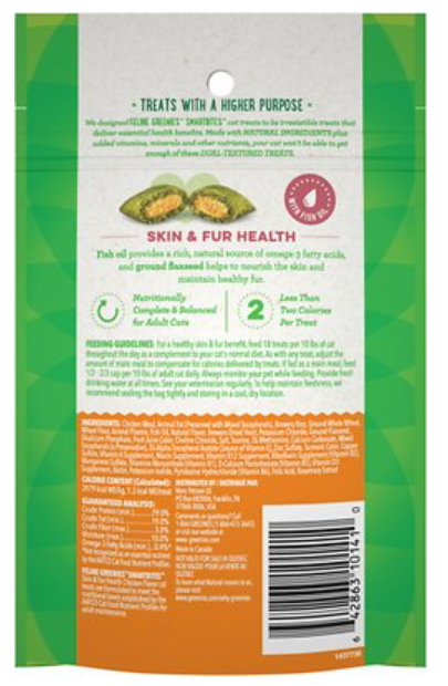 Greenies Feline Smartbites Skin & Fur Health Chicken Flavor Cat Treats 2.1 oz