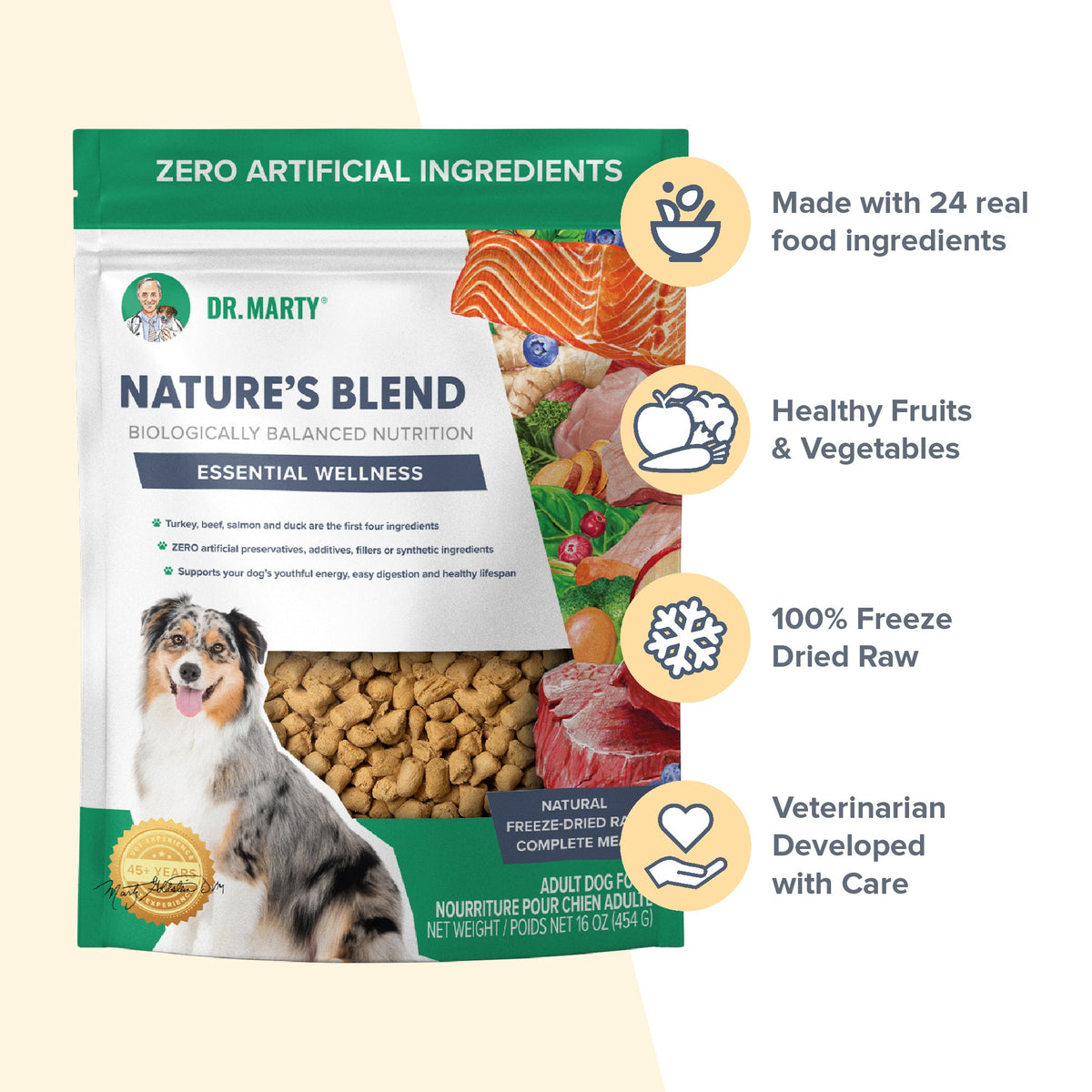 Dr. Marty Nature's Blend Essential Wellness Freeze-Dried Raw Dog Food 16 oz