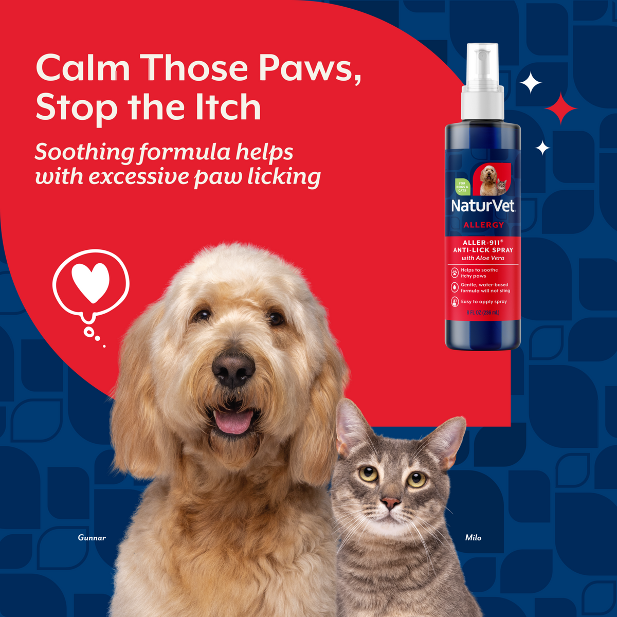 Naturvet Aller-911 Allergy Aid Anti-Lick Paw Spray for Dogs & Cats 8 oz