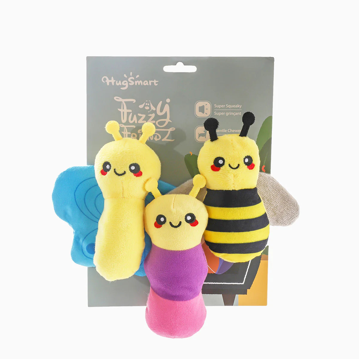 Hugsmart Spring Little Insects Plush Dog Toy Set 5.5 in, 3 pk