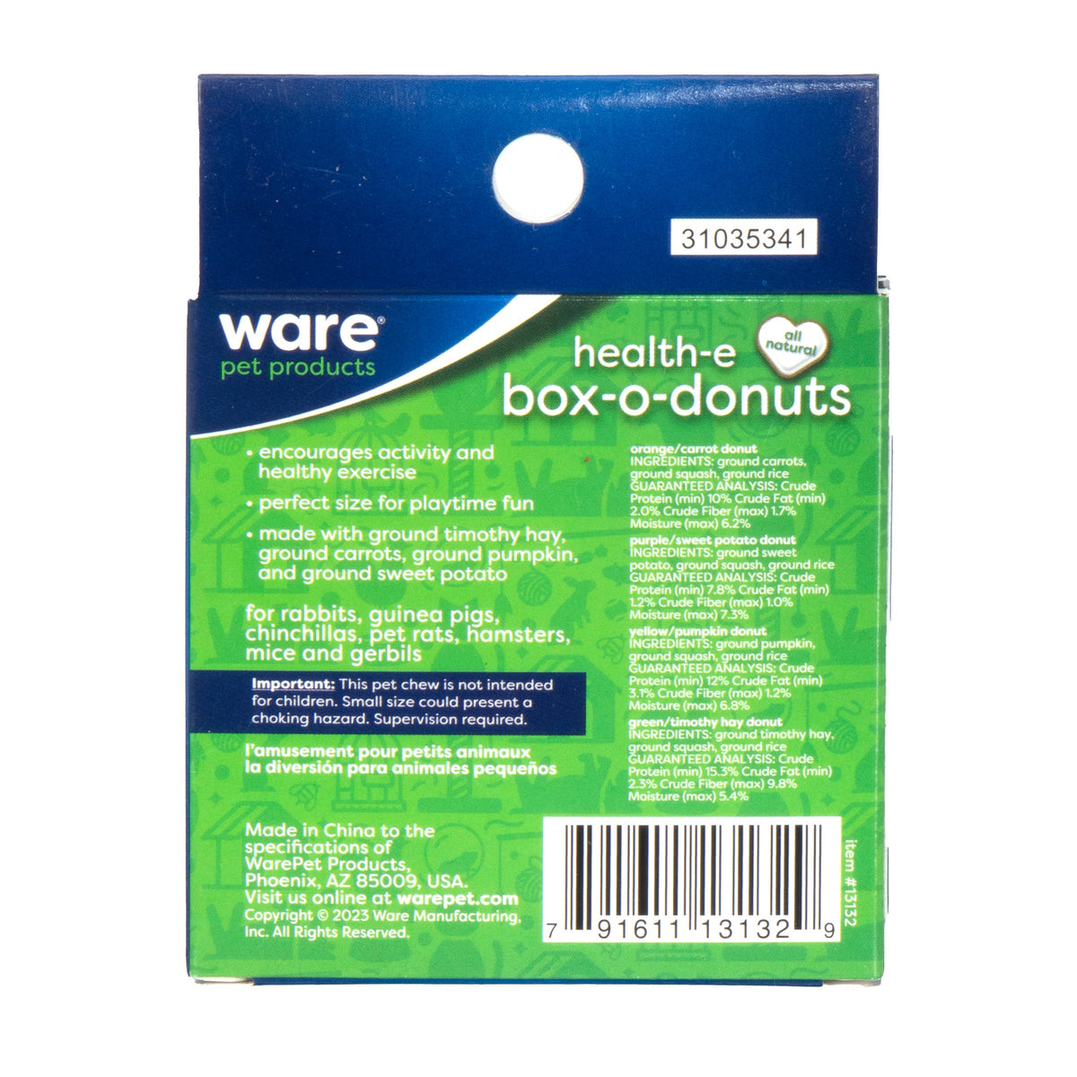 Ware Health-e Box-O-Donuts Small Animal Chew Toys 4 pk