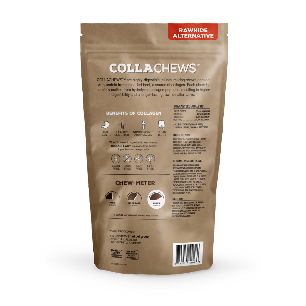 Collachews 9 in Beef Flavored Collagen Roll 3 pk