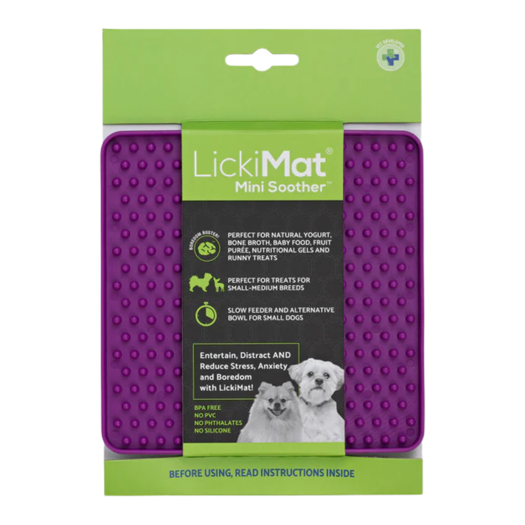 Lickimat Purple Mini Mat Soother Dog Slow Feeder