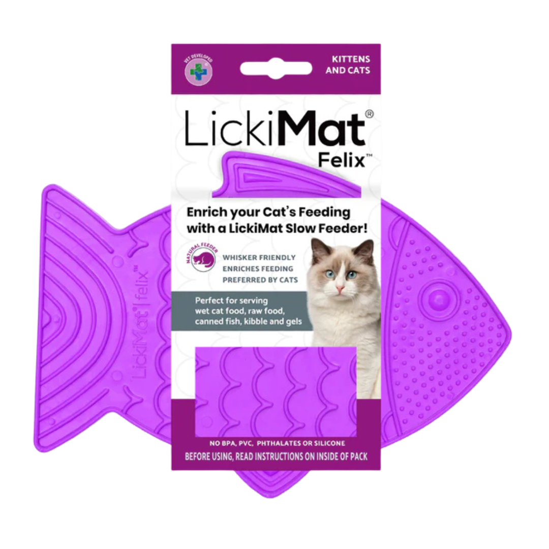 Lickimat Purple Felix Mat Cat Slow Feeder