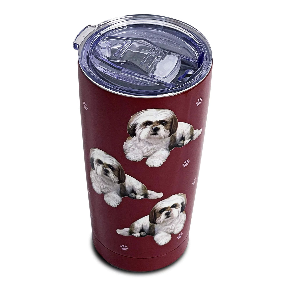 E & S Imports Serengeti Tan Shih Tzu Stainless Steel, Vacuum Insulated Tumbler with Spill Proof Lid 20 oz
