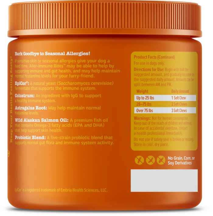 Zesty Paws Allergy & Immune Bites Soft Chews for Dogs 90 ct