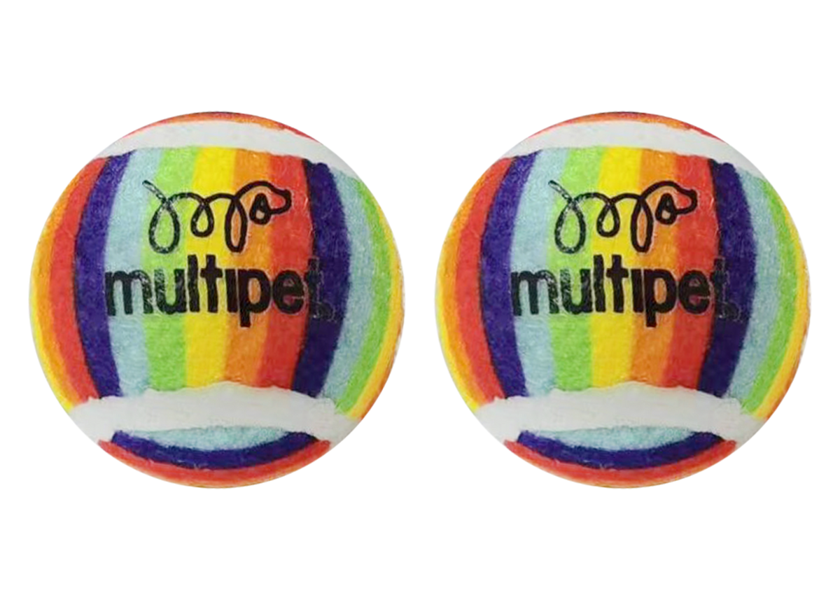 Multipet Pride Rainbow Tennis Balls Cat Toys, 2 inch, 2 pk