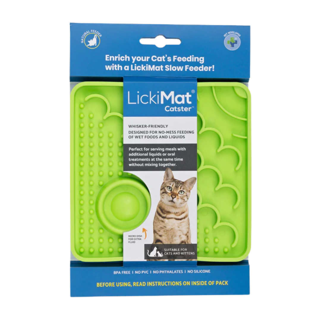 Lickimat Green Catster Mat Cat Slow Feeder