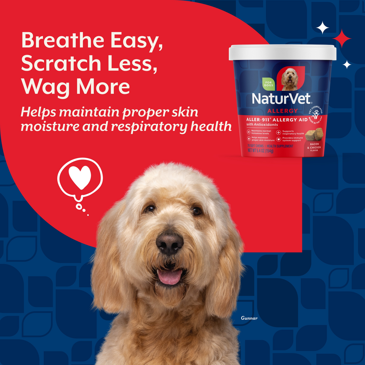 Naturvet Aller-911 Allergy Aid Dog Soft Chews Plus Antioxidants 70 ct