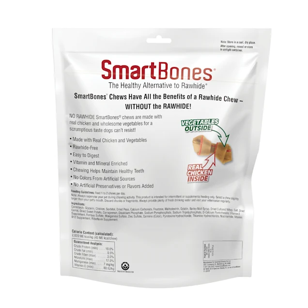 Smartbones Rawhide-Free Chicken/Vegetable With Chicken Wrap Knotted Mini Bones For Dogs 20 ct