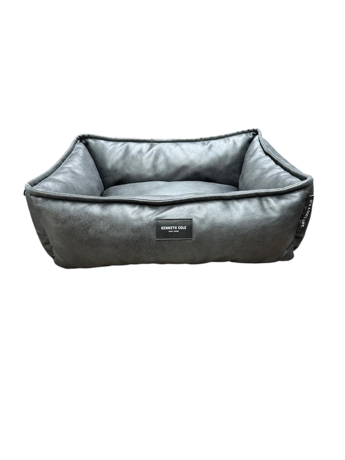 Kenneth Cole Gray Leather-Like Cuddler Pet Bed 28 in