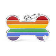 Myfamily PRIDE Rainbow XL Bone Pet Identification Tag