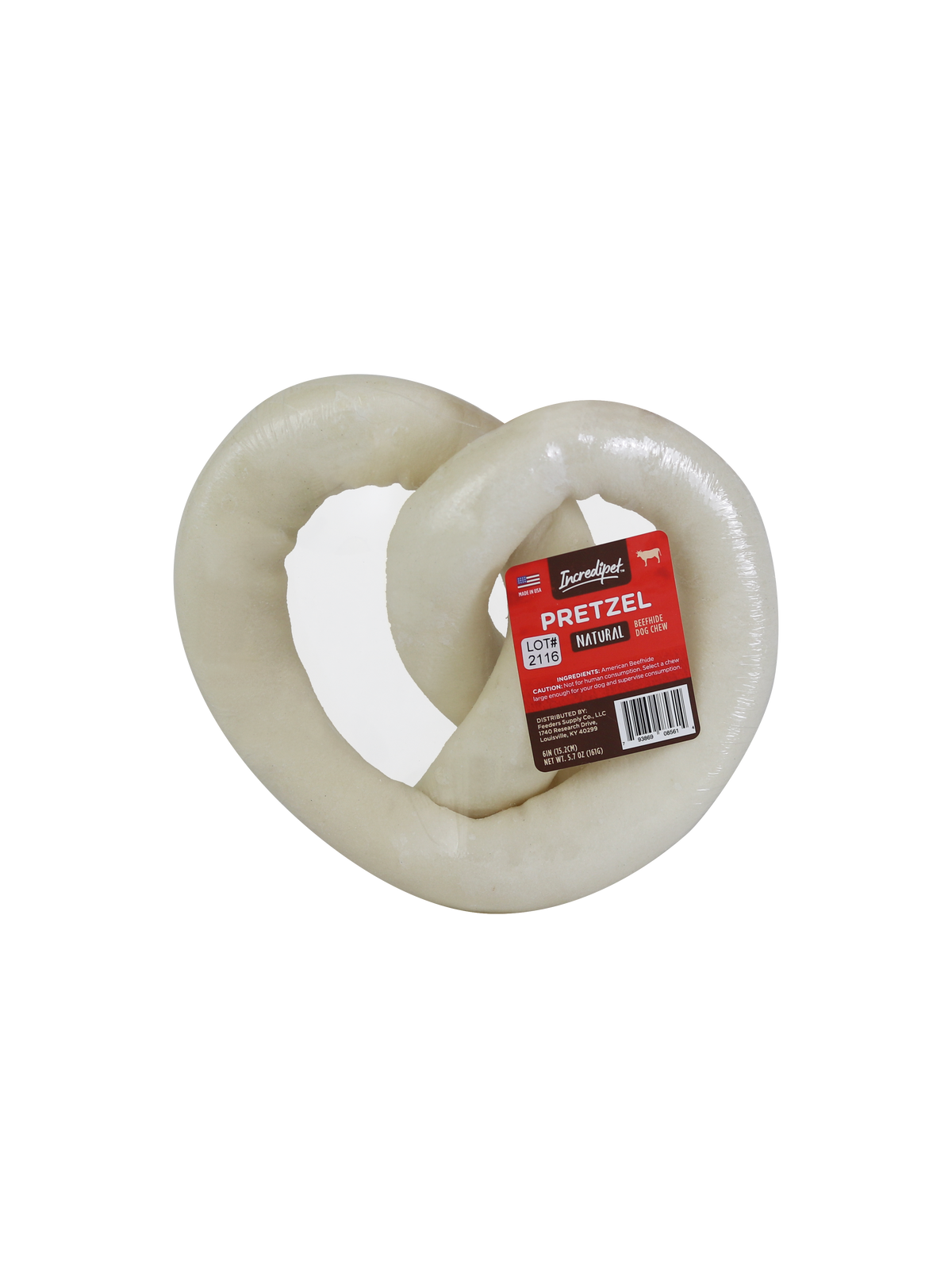 Incredipet Natural USA Beefhide Pretzel Dog Chew 6 in