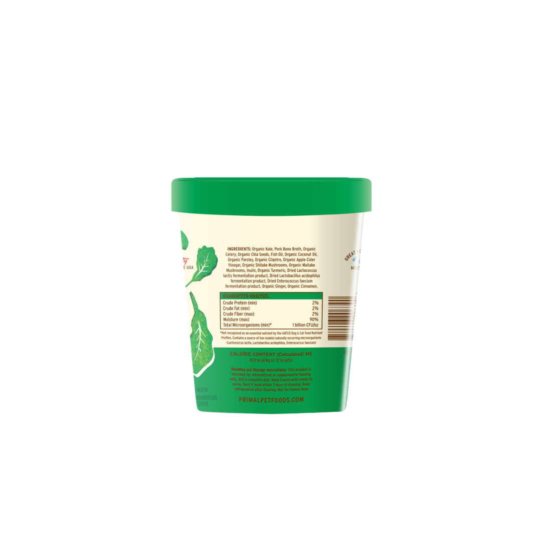 Primal Fresh Toppers Power Greens with Bone Broth for Dogs & Cats 16 oz