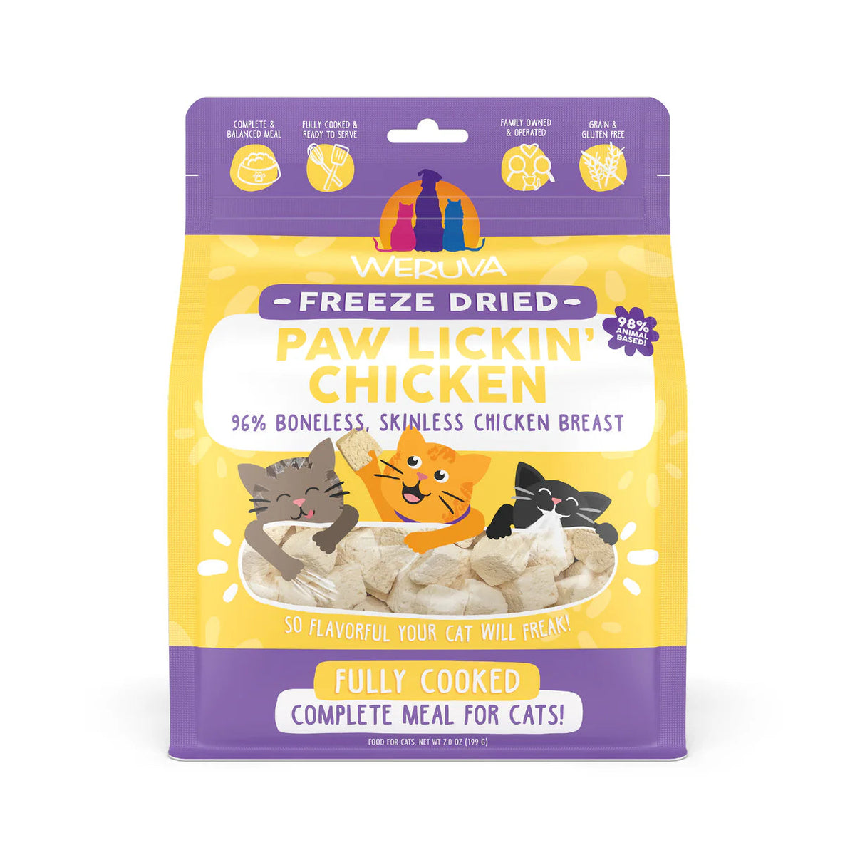 Weruva Freeze Dried Paw Lickin' Chicken Fully Cooked Complete Meal for Cats