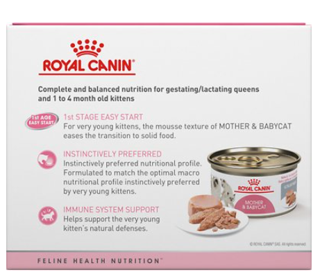 Royal Canin Mother & Babycat Ultra-Soft Mousse In Sauce For New Kittens And Nursing Or Pregnant Mother Cats Canned Cat Food