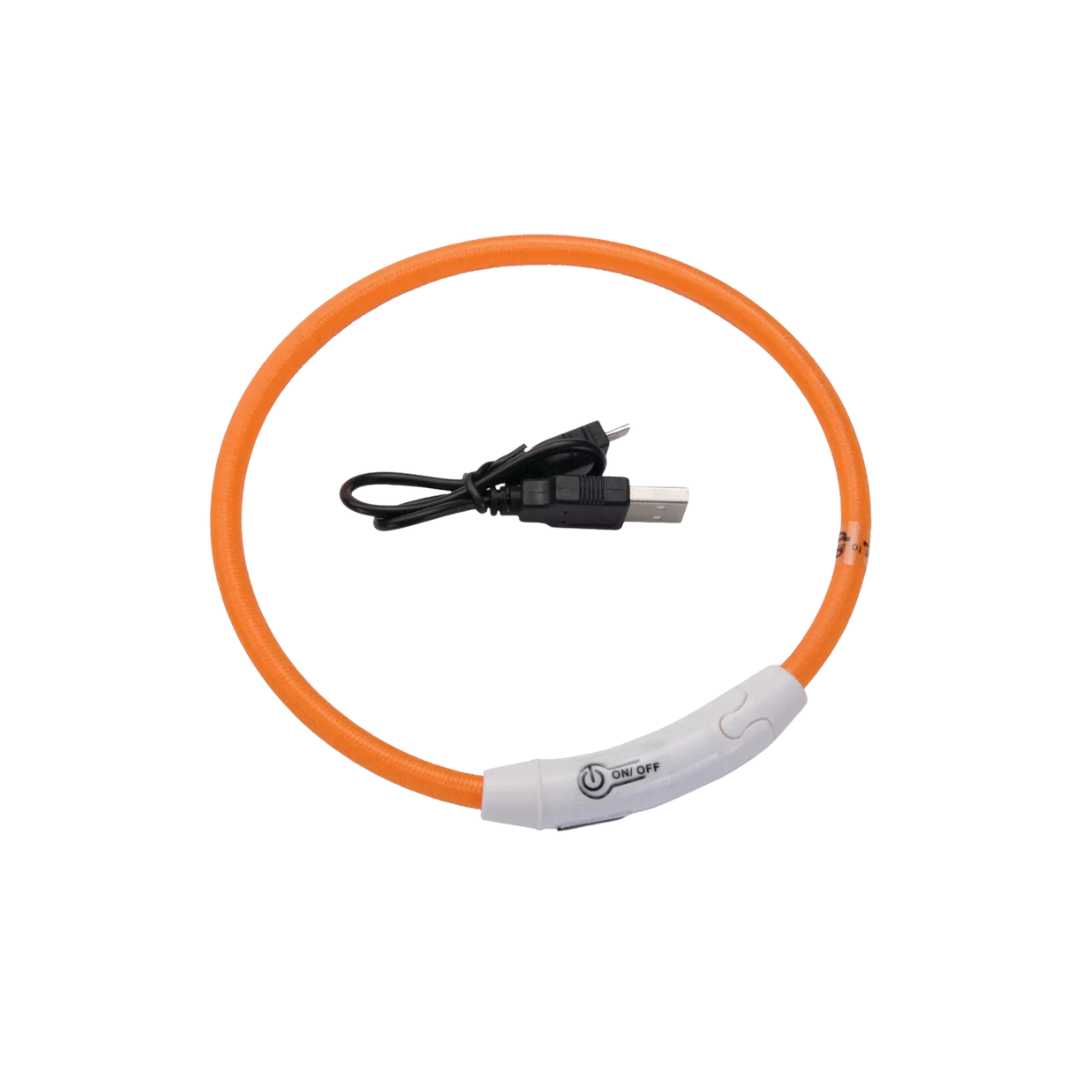 Coastal Pet Products USB Light-Up Adjustable Neck Ring- Orange 24in