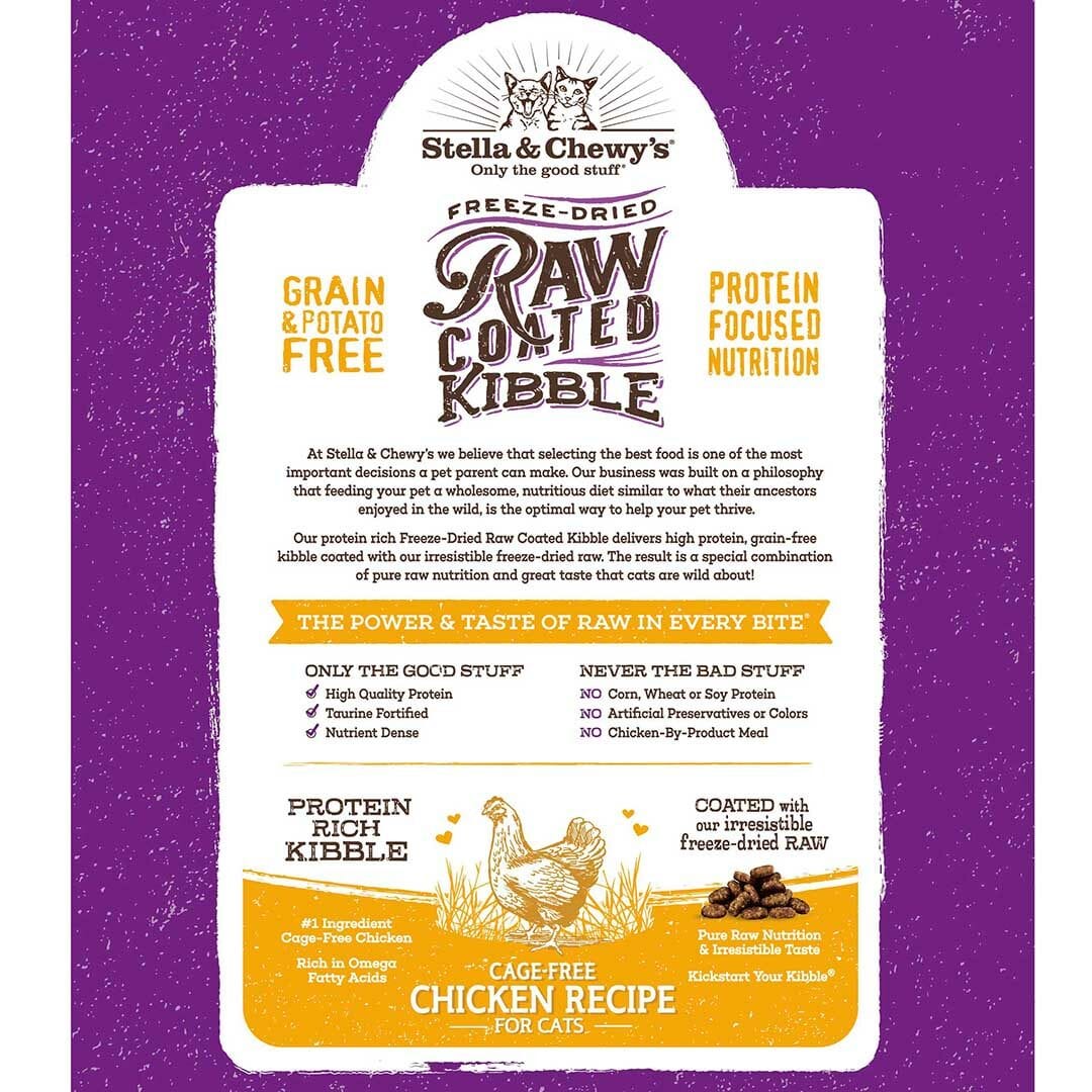 Stella & Chewy's Raw Coated Kibble Cage-Free Chicken Recipe Grain-Free Freeze-Dried Cat Food 5 lb