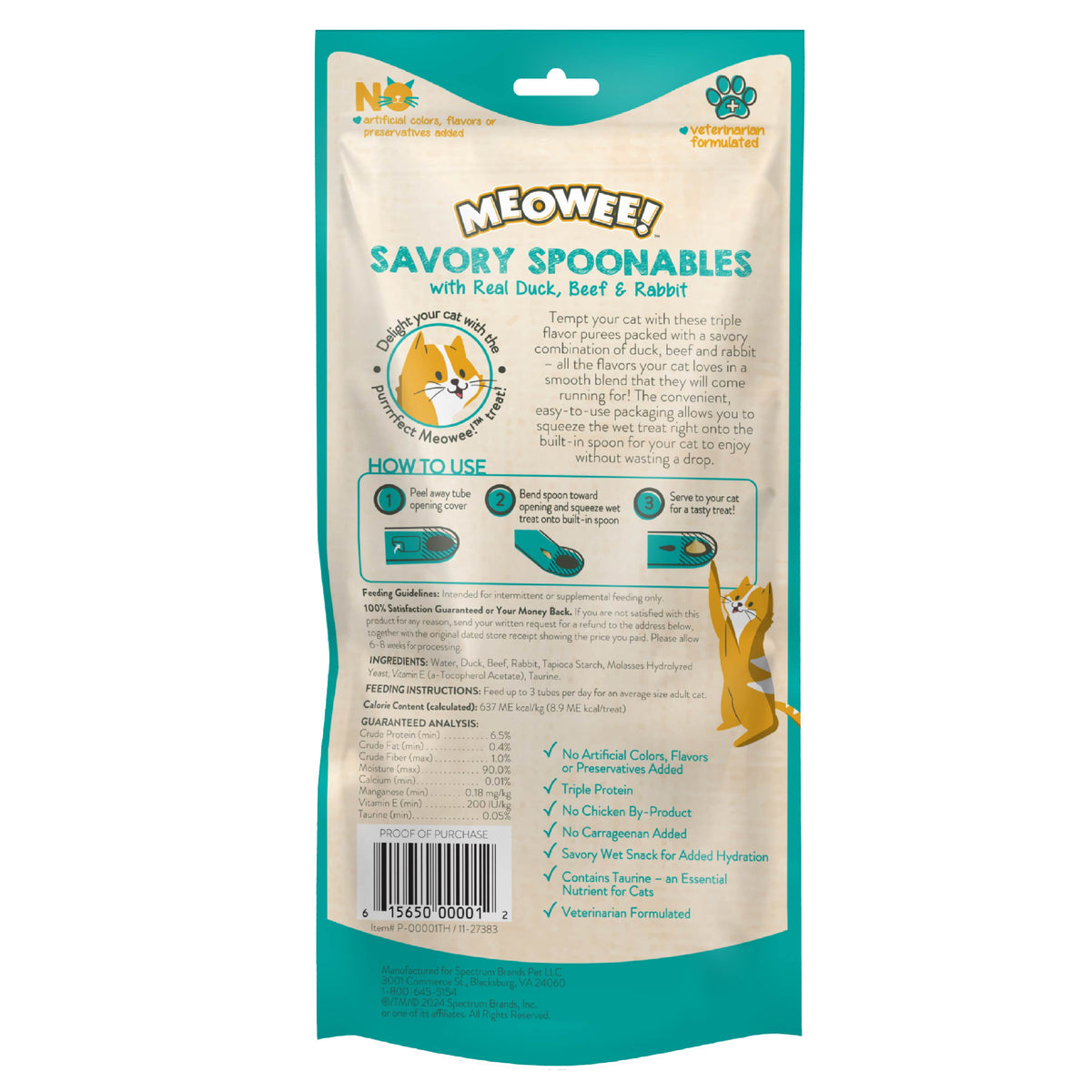 Meowee! Savory Spoonables Duck, Beef & Rabbit Lickable Cat Treats 4 ct