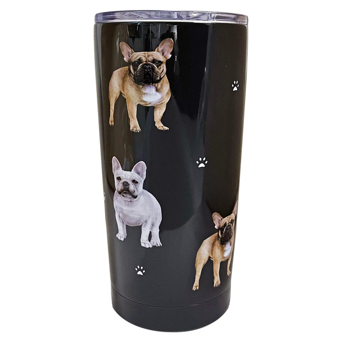 E & S Imports Serengeti French Bulldog Stainless Steel, Vacuum Insulated Tumbler with Spill Proof Lid 20 oz