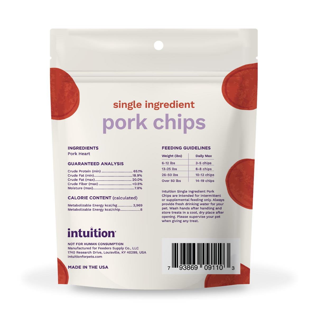 Intuition Single Ingredient Pork Chips Naturally Air-Dried Dog Treats 3.5 oz