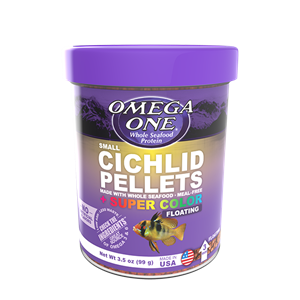 Omega One Small Cichlid Floating Fish Food Pellets 3.5 oz
