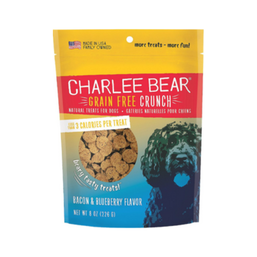 Charlee Bear Grain Free Crunch Bacon & Blueberry Flavor Dog Treats 8 oz