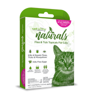 Vetality Naturals Flea & Tick Topicals for Cats, Kills & Repels Fleas, Ticks & Mosquitoes- 3 pack