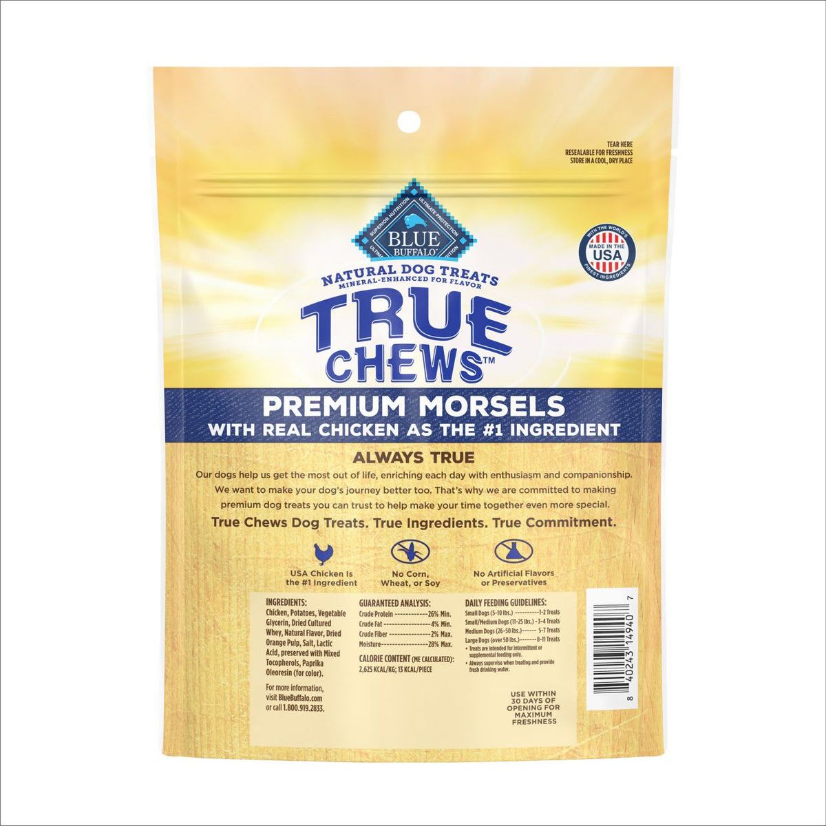 True Chews Premium Morsels Made With Real Chicken Dog Treats 11 oz