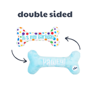 Huxley & Kent It's My Barkday Bone Double Sided Plush Bone Dog Toy 11 in