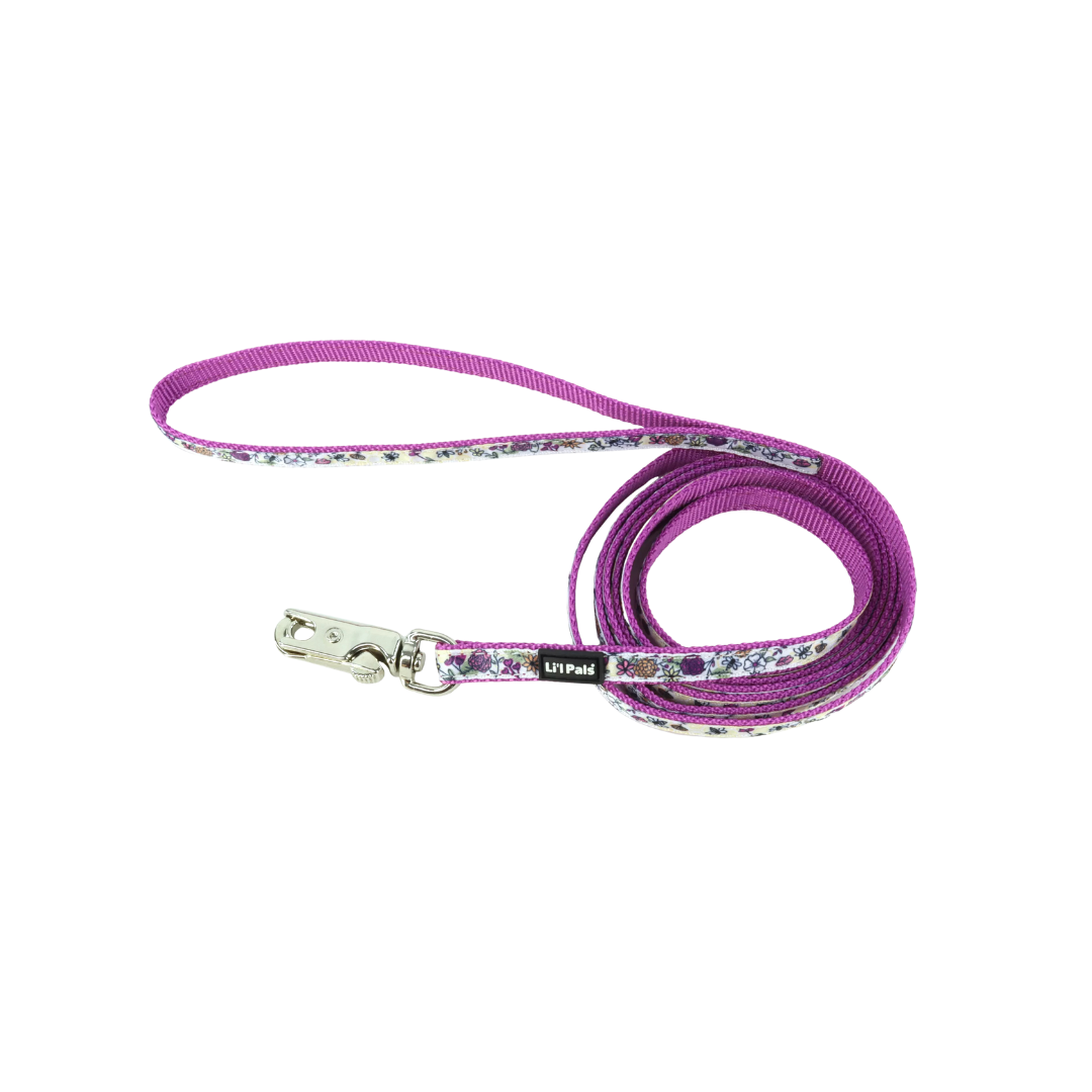 Coastal Pet Products Li'l Pals Charming Ribbon Overlay Dog Leash-Li'l Bumble Bees 3/8 in x 6 ft