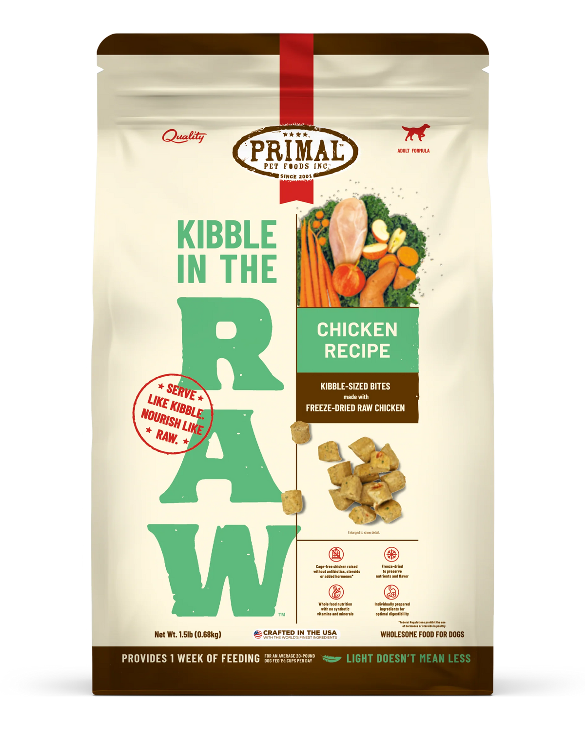 Primal Kibble in the Raw Chicken Recipe Adult Dog Food