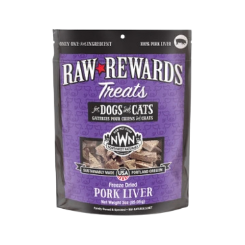 Northwest Naturals Raw Rewards Treats Freeze Dried Pork Liver for Dogs & Cats 3 oz