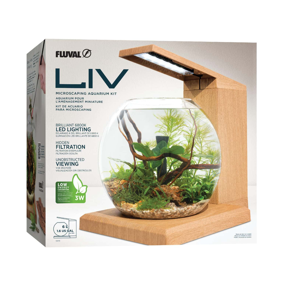 Fluval Liv Microscaping Teak Aquarium Kit 1.6 gal