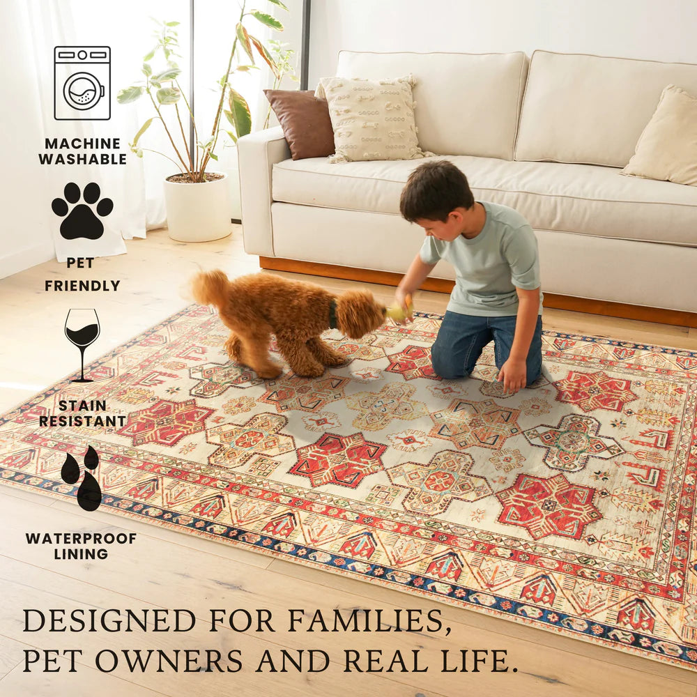 Crystal Art Gallery My Magic Carpet Washable Area Rug- Ottoman Natural 3 x 5 ft