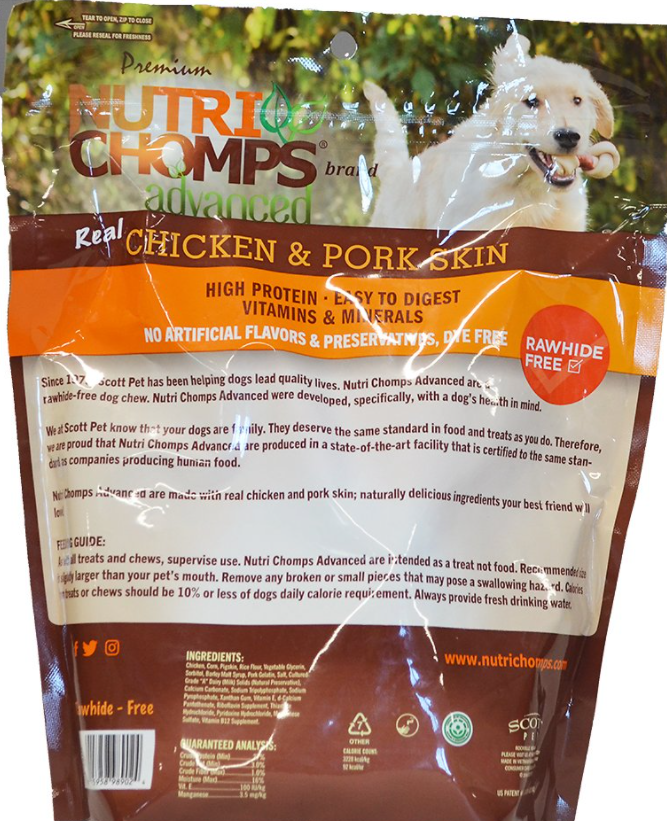 Scott Pet Nutri Chomps Advanced Real Chicken Rawhide-Free Knot Dog Treats 12 ct