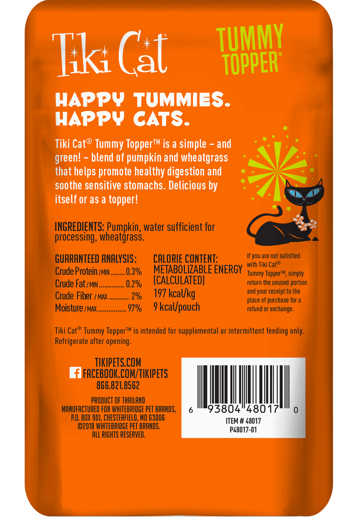 Tiki Cat Tummy Topper Pumpkin & Wheatgrass Recipe in Broth Cat Food Topper 1.5 oz