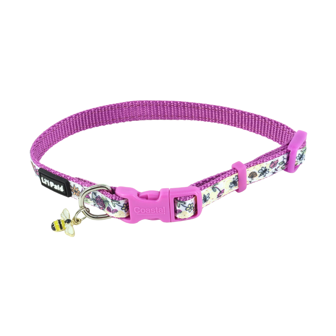Coastal Pet Products Li'l Pals Charming Ribbon Overlay Adjustable Dog Collar- Li'l Bumble Bees