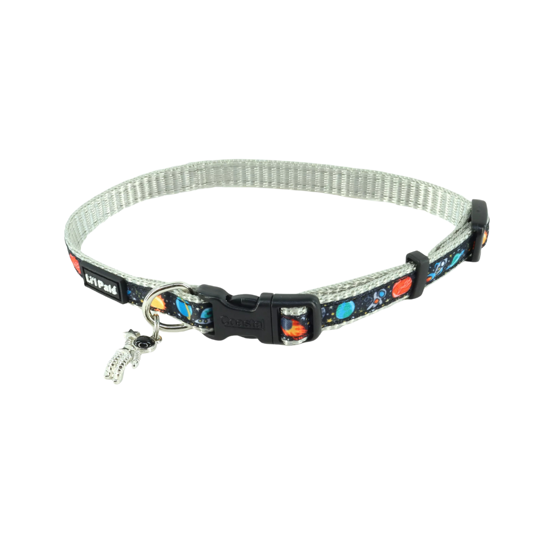 Coastal Pet Products Li'l Pals Charming Ribbon Overlay Adjustable Dog Collar- Li'l Space Explorers