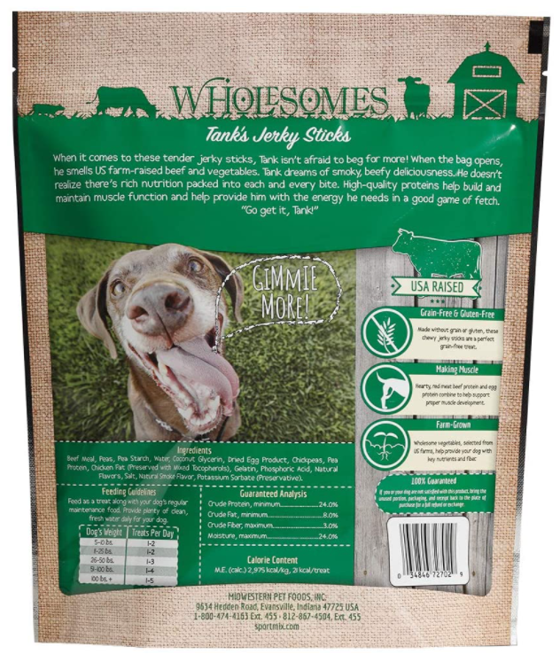 Wholesomes Tank's Jerky Sticks Dog Treats 25 oz