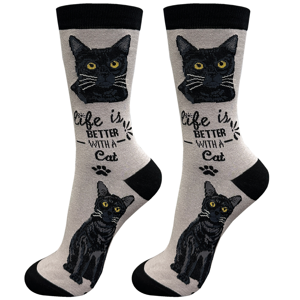 E & S Imports Life is Better With a Black Cat Socks