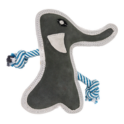 Incredipet Leather & Rope Grey Elephant Dog Toy