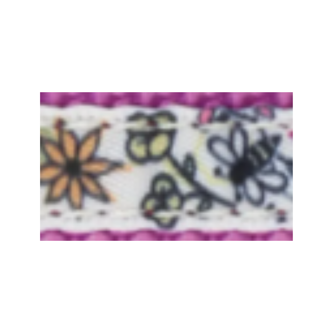 Coastal Pet Products Li'l Pals Charming Ribbon Overlay Adjustable Dog Collar- Li'l Bumble Bees