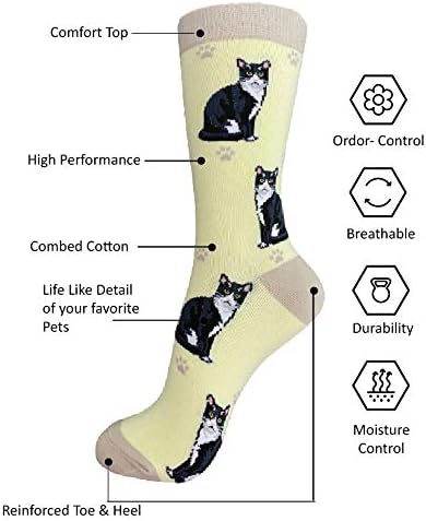 E & S Imports Pet Lover Socks Black & White Cat, Unisex, One Size Fits Most