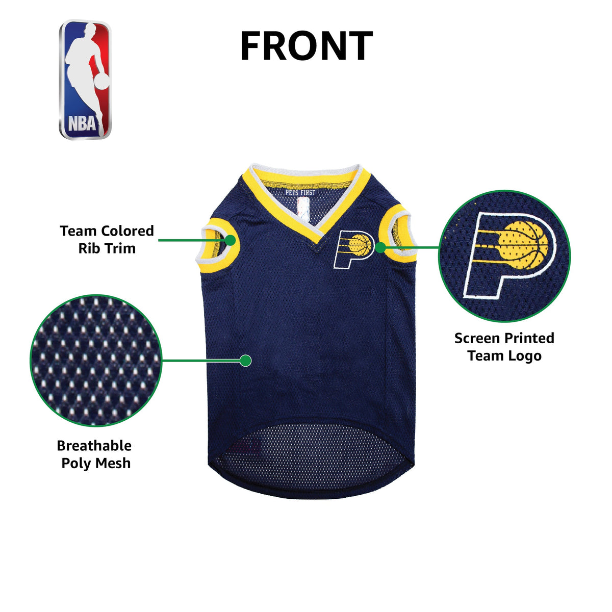 Pets First Indiana Pacers Mesh Dog Jersey