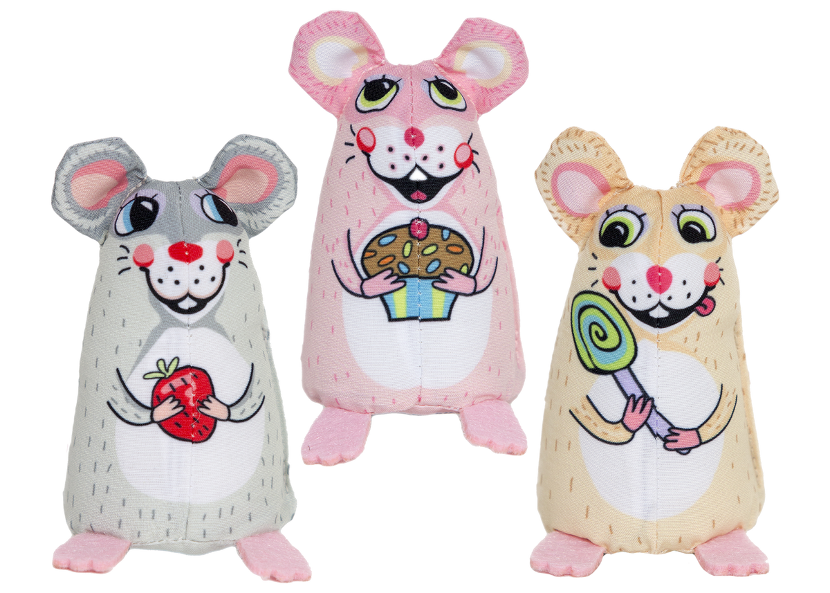 Multipet Fuzzu Sweet Baby Mice Cat Toy, Assorted