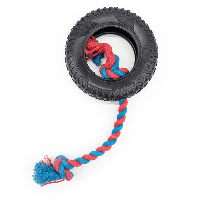 Incredipet Rope Tug with Tire Dog Toy 11 in